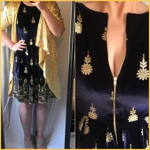 XL Elegant Blue & Gold Velvet Amelia UNICORN 🦄